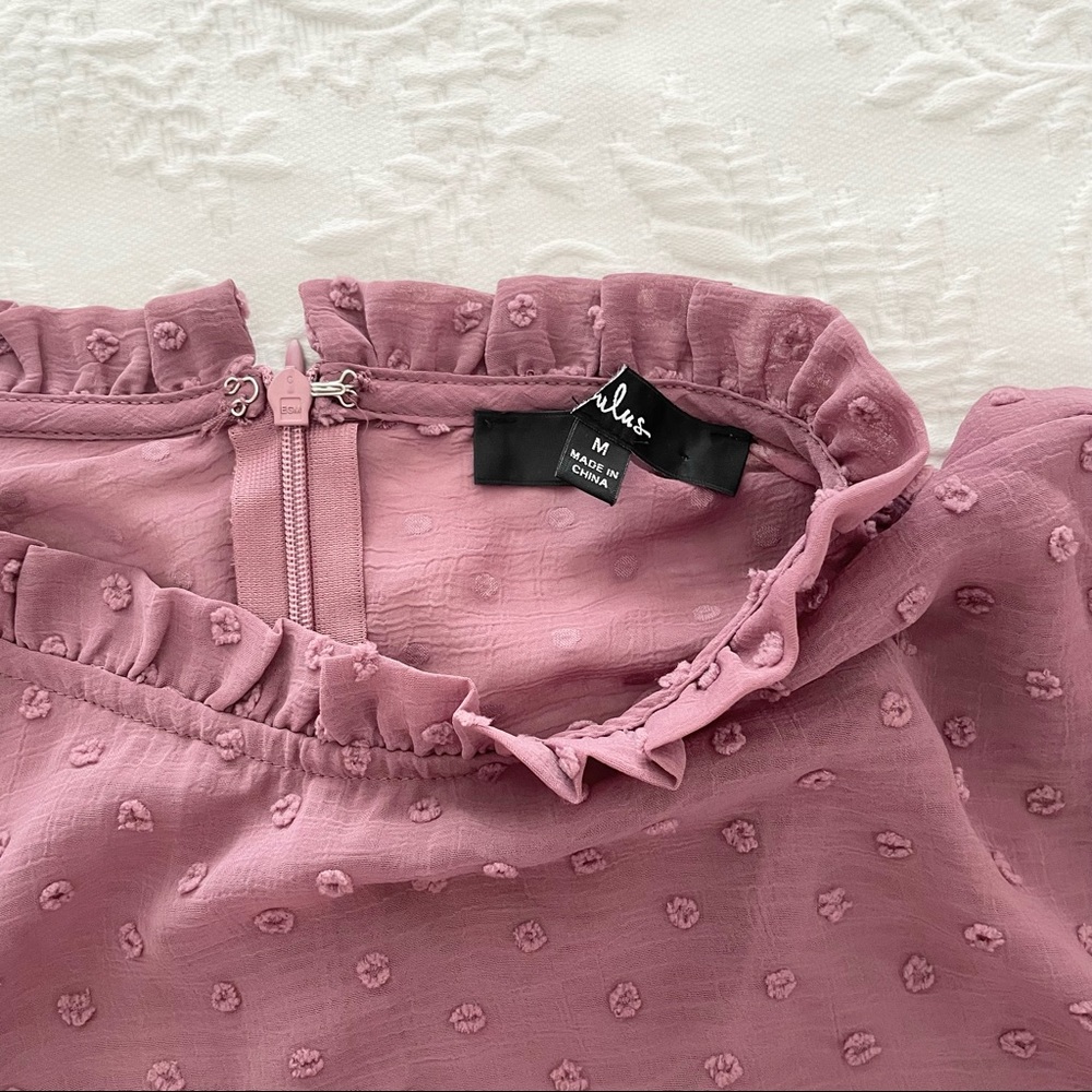 NWOT Lulus Dreaming of You Mauve Purple Swiss Dot Midi Dress Medium XLarge - Picture 9 of 11